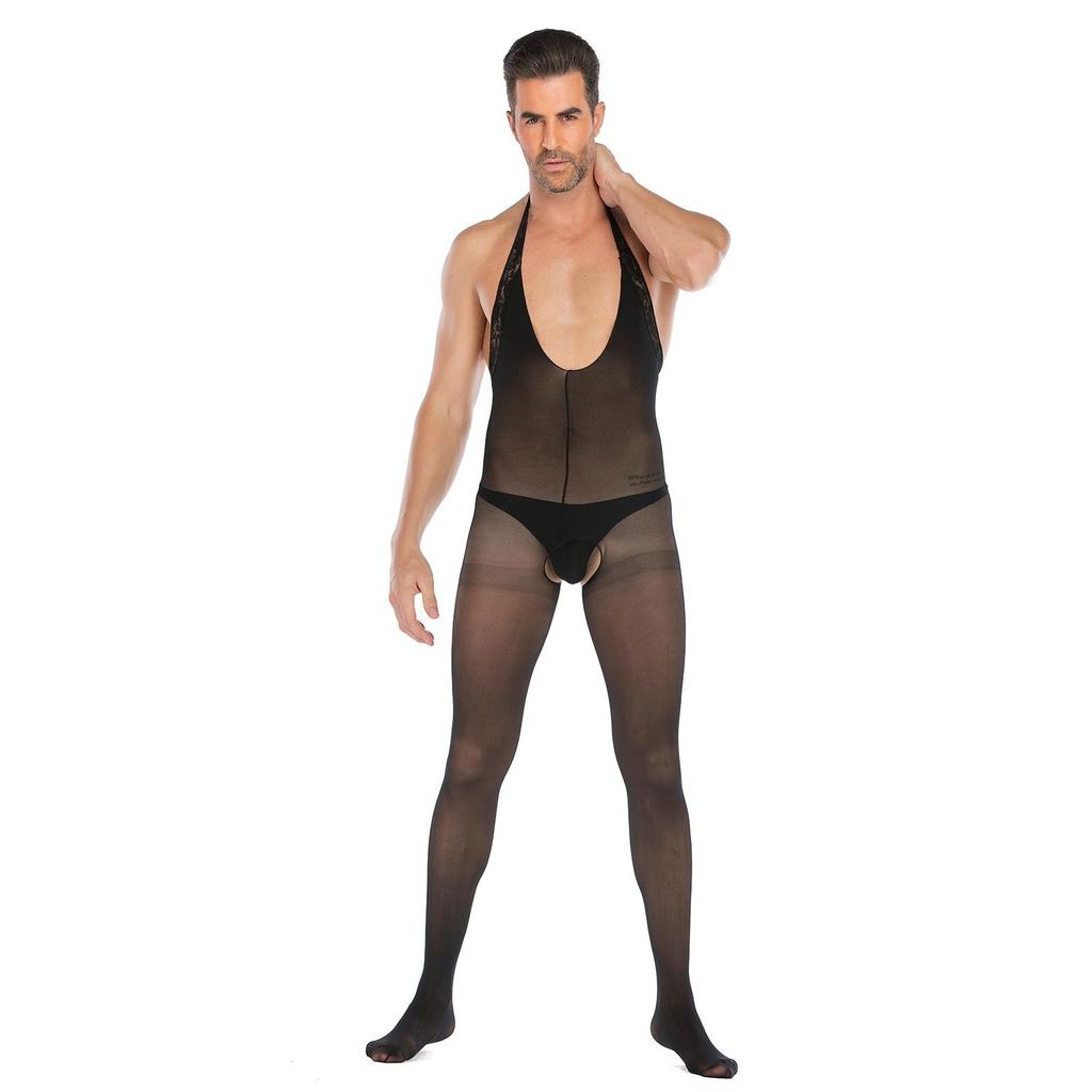 Men's Plus Size Open Crotch Fishnet Bodysuit Temptation Costume Set