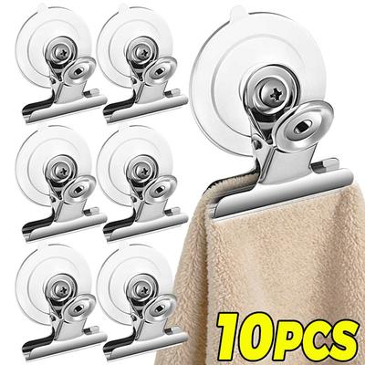 Multi-purpose Round Suction Cup Clips With Hooks Heavy Duty Towels Clamps Holder Photo Display Stand Home Organizer Supplies
