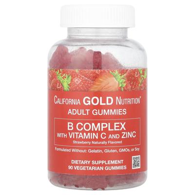 B Complex Gummies, with Vitamin C and Zinc, Natural Strawberry Flavor, 90 Vegetarian Gummies
