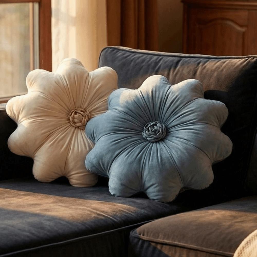 Soft Sunflower Throw Pillow Dutch Velvet Bedroom Pillow Minimalist Round Pillow  Couch Accessory