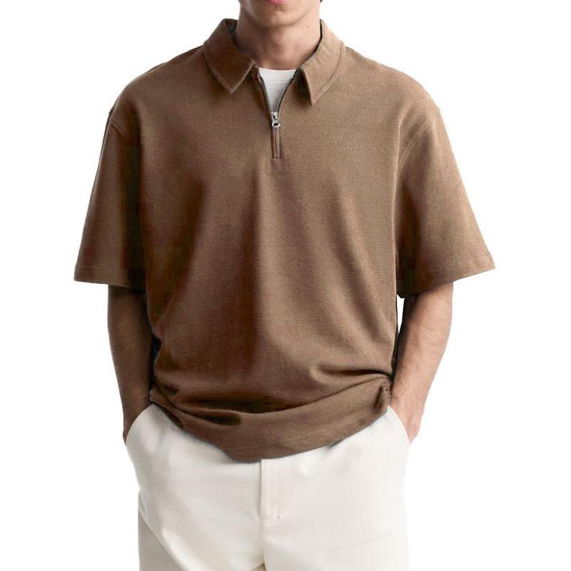 New Men's Casual Zipper Top Comfortable Breathable Lapel Polo Shirt