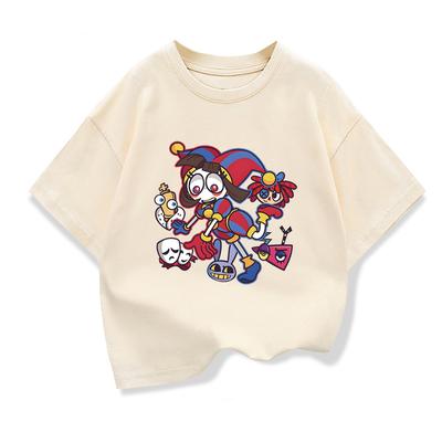 T-shirt Grafica The Amazing Digital Circus da Ragazza 100% Cotone Anime Ampia Manica Corta Maglietta Casual Bambini Abiti Estivi