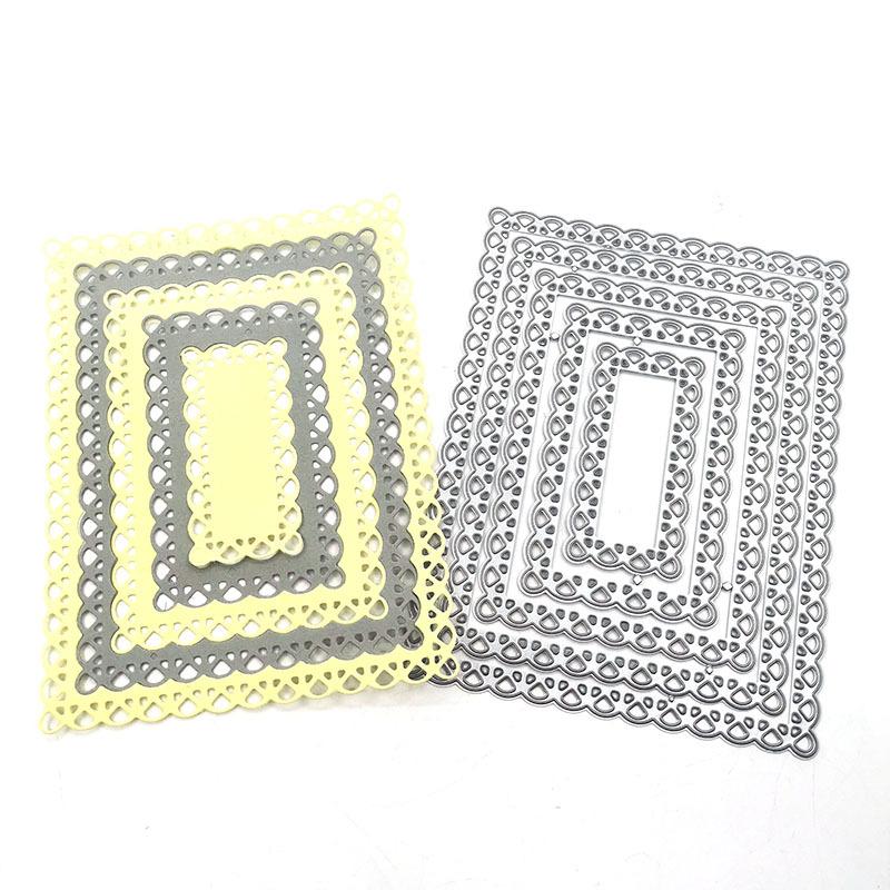 Stitched Rectangle Scallop Frame Metal Cutting Dies Scrapbooking Steel Craft Dies Cuts Embossing Paper Art Card Make Stencil