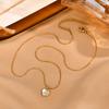 Chic Zircon Shell Heart Necklace for Women Stainless Steel Round Snake Chain Pendant Necklaces Valentine's Jewelry Gifts