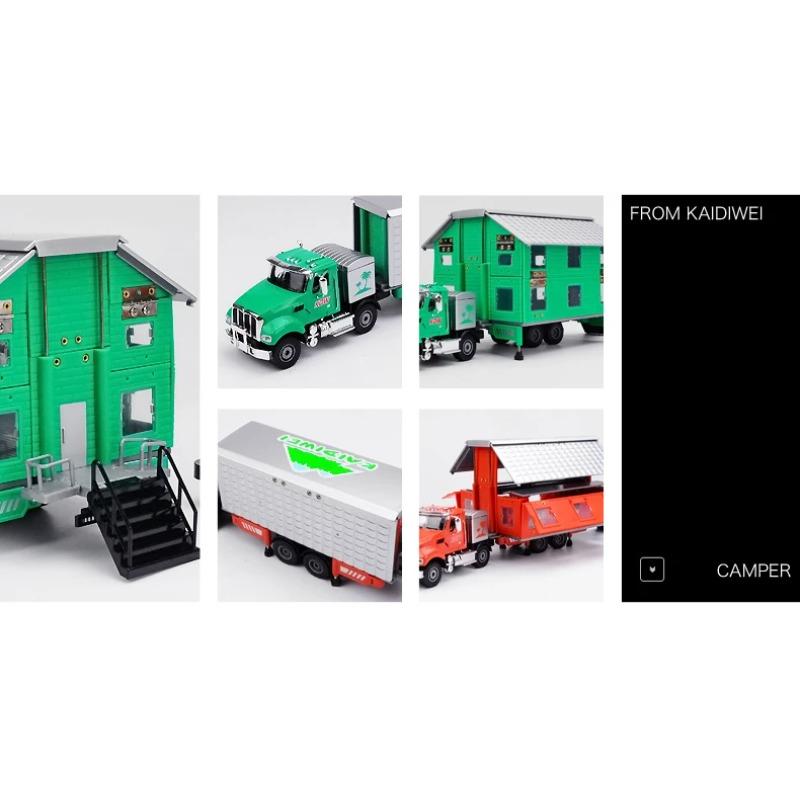 1/50 Alloy Luxury RV Recreational Vehicle Car Model Metal Camper Van Motorhome Double Deck Touring Travel Car Model Children Toy Gift