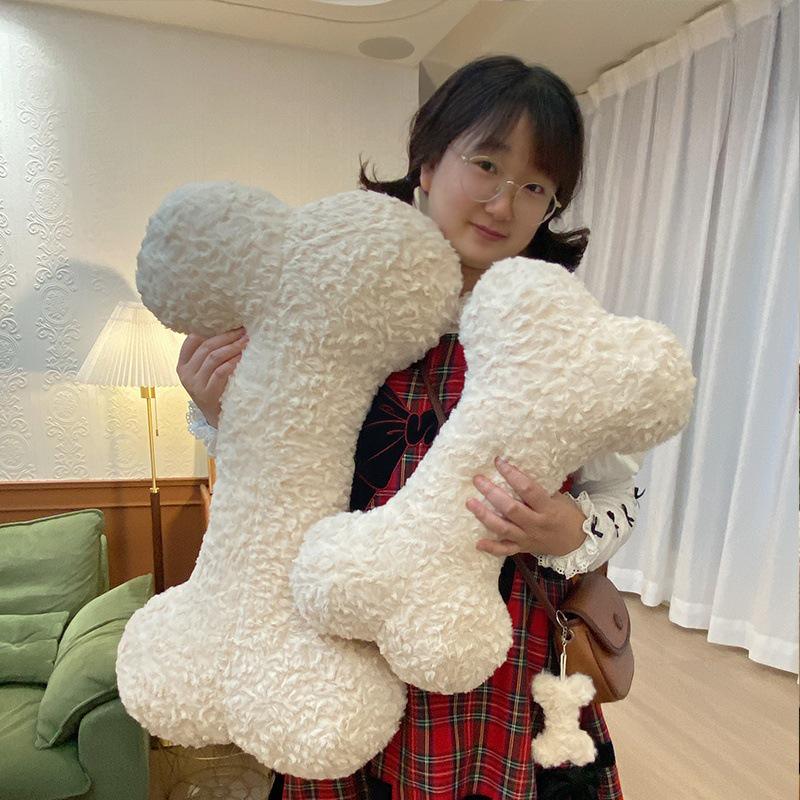 Dog Bone Lumbar Support Pillow  & Plush Toy Keychain 12cm