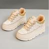 New white sneakers for autumn, thick-soled solid color, durable, versatile and breathable for students P203
