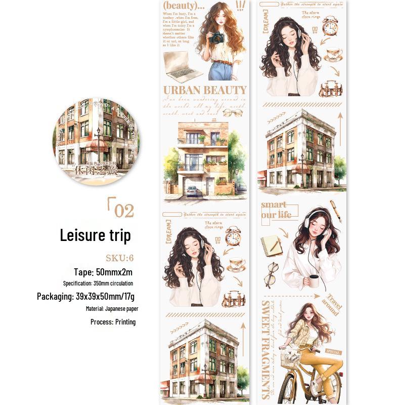 Street Corner Retro Girl Washi Tape - Light Magazine Collage Deco Stickers for DIY Journals