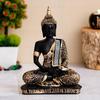 Meditating Buddha Statue For Home Decor Idol Decorative Showpiece - 17 Cm  (Polyresin, Gold)