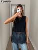 New Black Sleeveless Lace Patchwork Backless Vest Top Women's Camisole