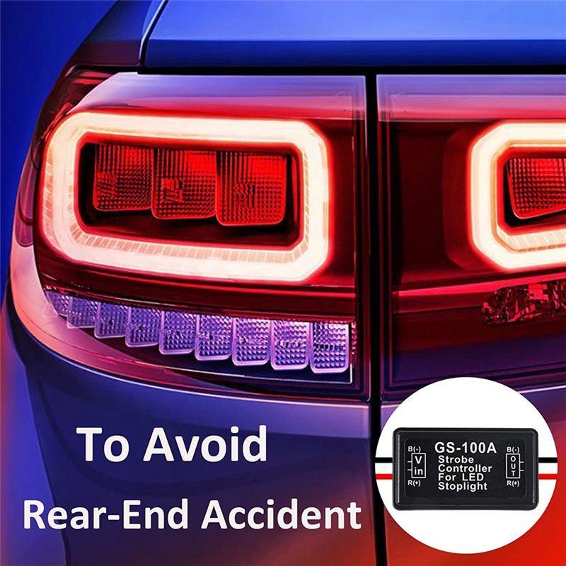 F9-4Piece GS-100A Brake Light Flasher Module DC 12-24V 24W High Brake Controller Tail Lamp Safety Prompt Controller