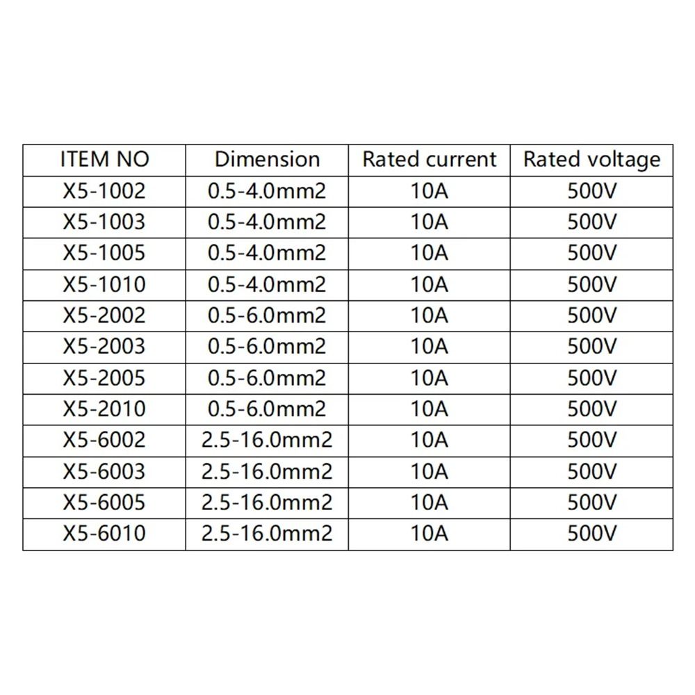 1Pcs X5 Series Terminal Block 20-6 AWG Terminal Electrical Connector New Wiring Connector