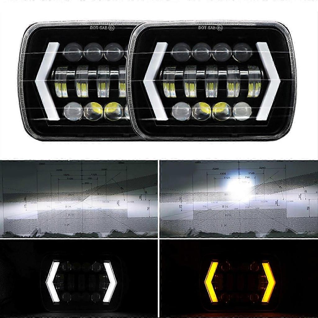 1pc LED Headlight Halo DRL Turn Signal For Jeep Wrangler YJ Cherokee XJ MJ 7x6"/5x7"