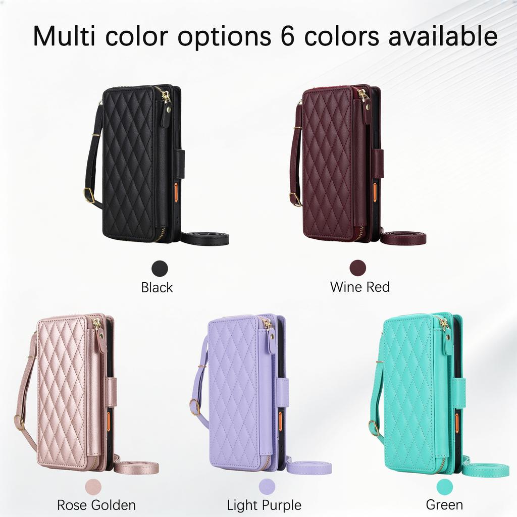 Crossbody Long Lanyard Multi Cards Solt Wallet Leather Case for iPhone 17 Pro Max 16 15 14 13 12 Shockproof Stand RFID Cover
