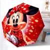 1pc Sturdy 8-Bone Auto Umbrella, Minnie Mouse Red Bow Moon Pastel Floral Umbrella, Digital Printed, Foldable Umbrella for On-the-Go Outdoor Use