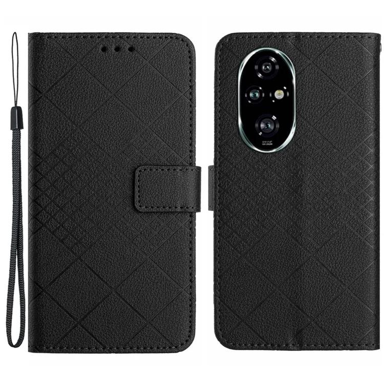 

HT06 For Honor 200 Pro 5G Case Rhombus Imprinted Leather Wallet Phone Cover