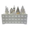 Freestanding Wooden Advent Calendar, 24 Numbered Drawers with Christmas Village Artwork for Shelf Counter Cabinet Display and Daily Opening