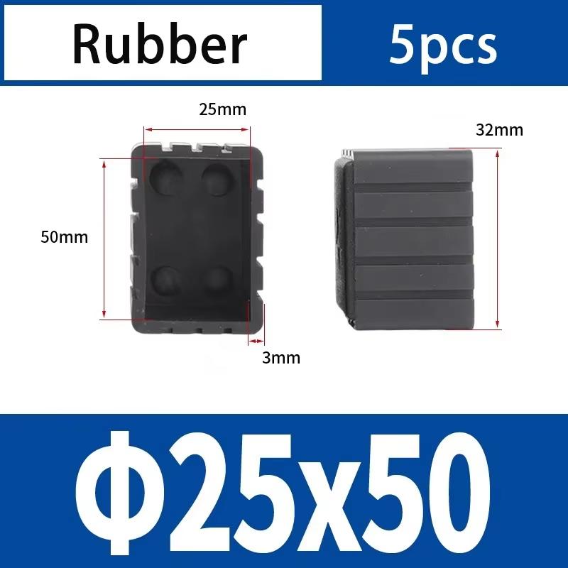 Square Rubber Black Chair Leg Caps Protector Pads Pipe Plugs Non-slips Table Foot Dust Cover Socks Floor Furniture Accessories
