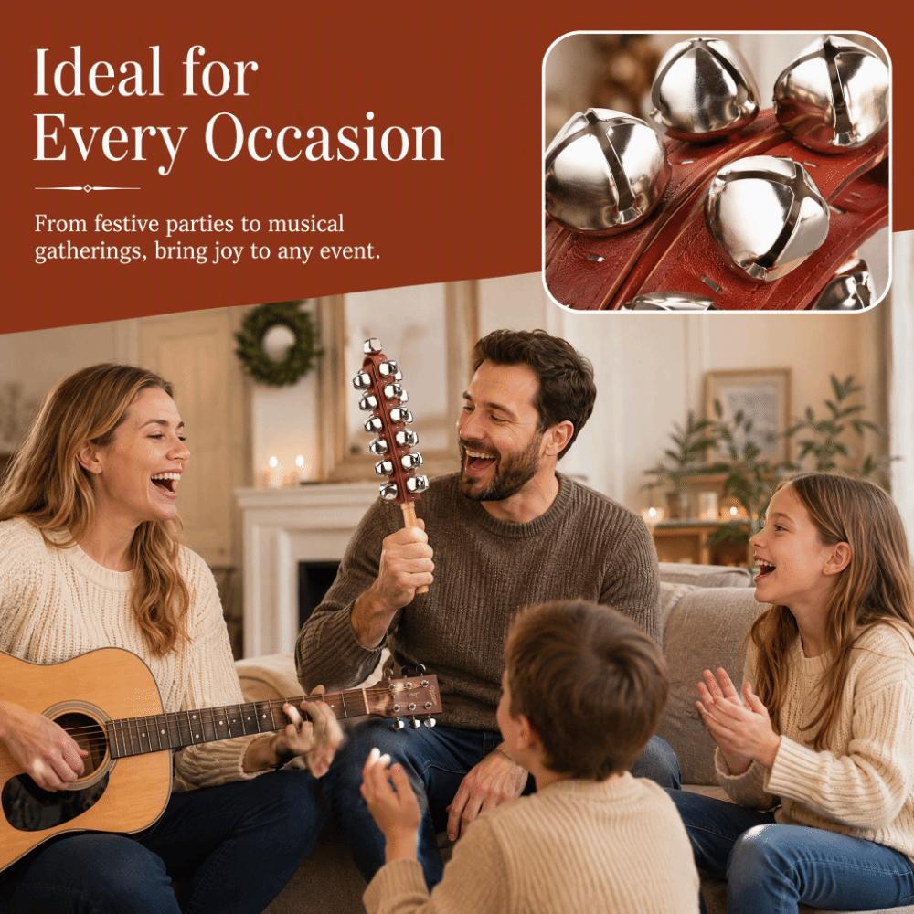 Wood & Stainless Steel Jingle Bell Stick Red Wooden Shaker Stick For Party
