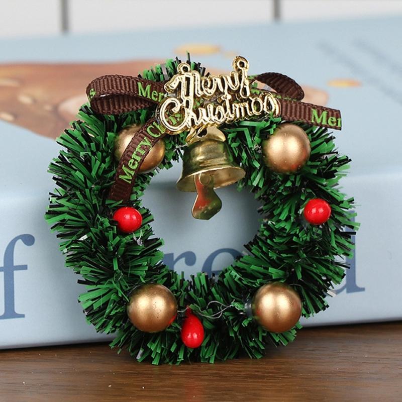 Świąteczna Scena Domki dla Lalek Akcesoria Miniaturowy Wieniec Dekoracje na Drzwi Prezent Świąteczny Rekwizyty do Zdjęć