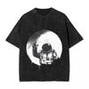 Astronauts Cherish The Lunar woman Men Cotton Washed Hot stamping Print  Harajuku Cotton Mens Summer Short Sleeve Tees