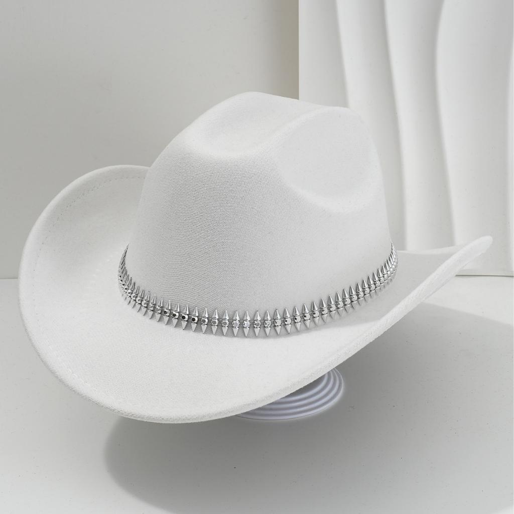 New trendy cool top hat fedora hat accessories personalized fish bone three-dimensional rivets rhinestone belt party hat