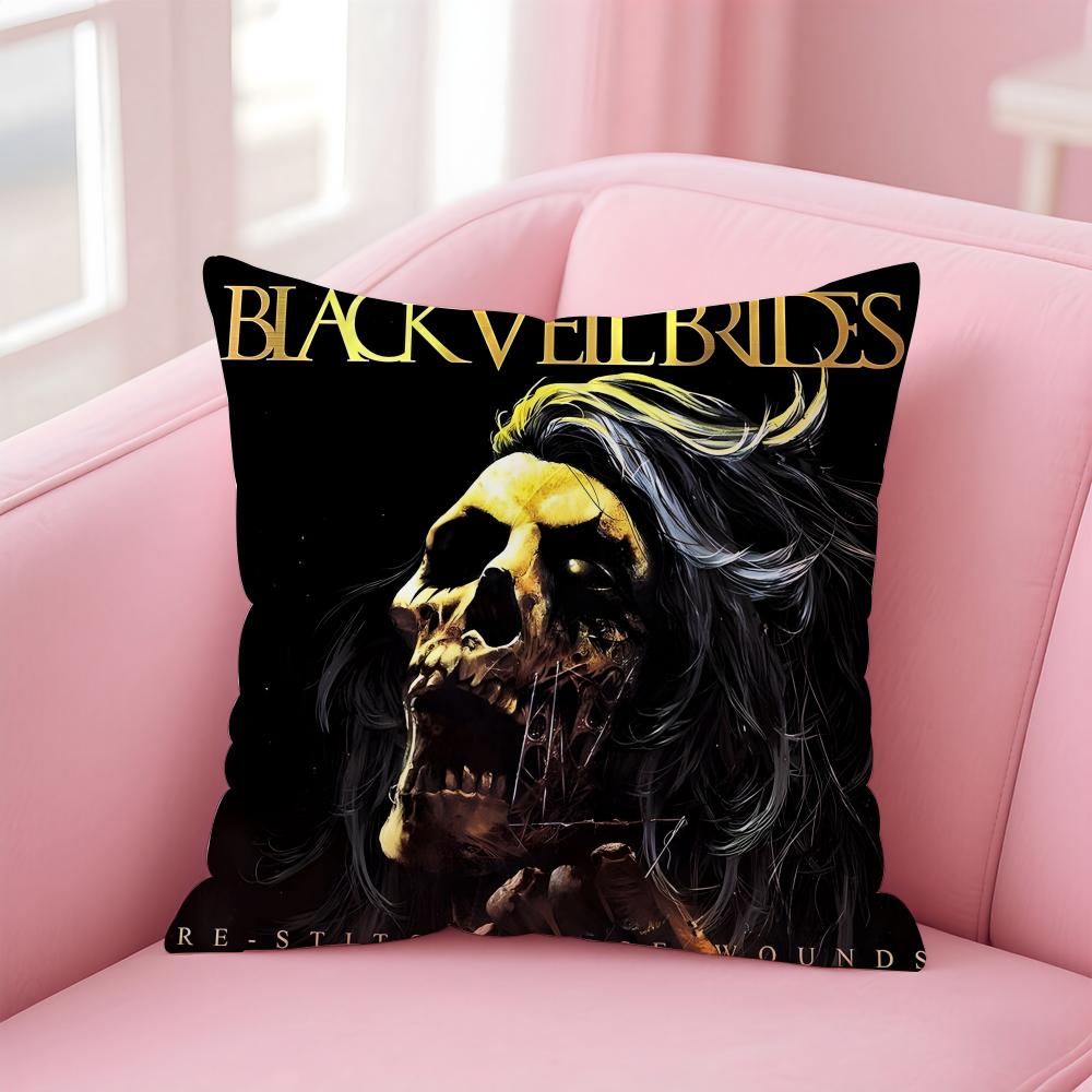 Black V-Veil B-Brides Band Cushion Cover Linen Pillowcase Cover Soft Decor For Sofa Home Room