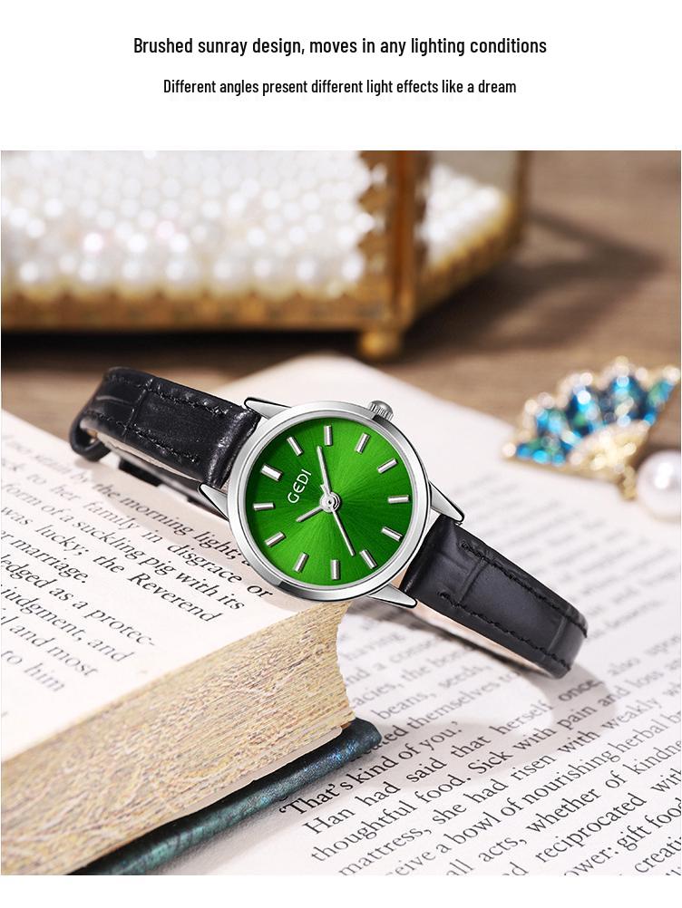 Gedi Elegancki Zegarek Damski z Małą Tarczą - Wykwintny Design z Skórzanym Paskiem dla Studentek