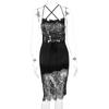 Stitching Lace Sexy Dress Women Party Backless Bandage White Black Satin Dresses Bodycon Summer Nightclub Dress Vestidos 19299