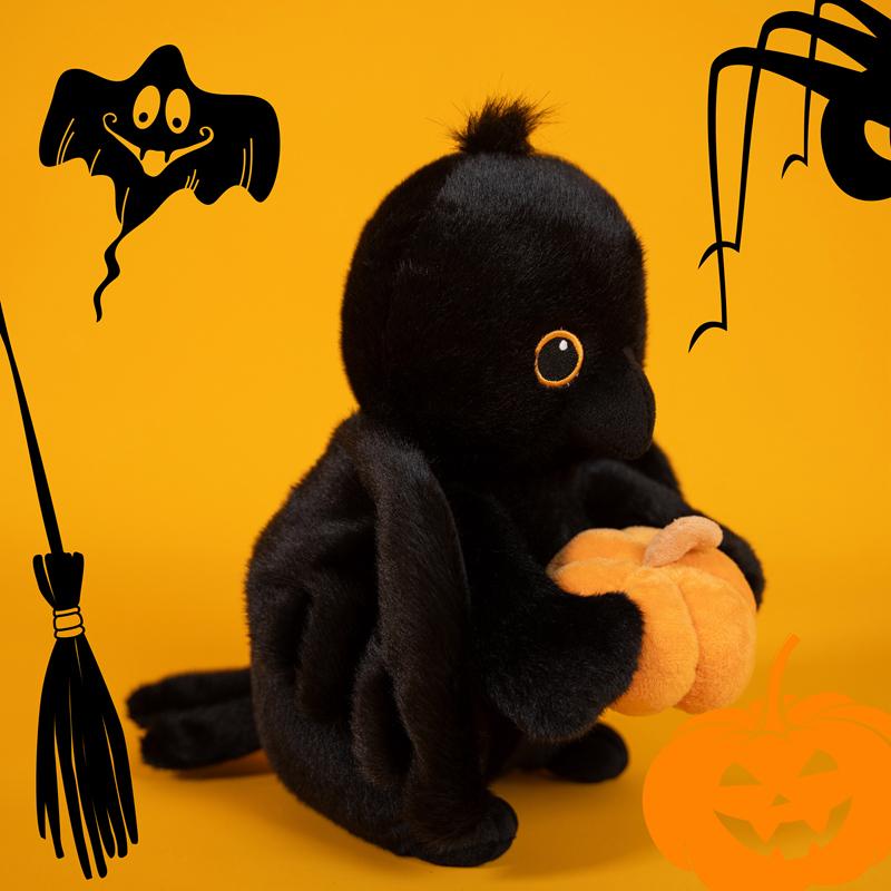 Cute Crow Holding Pumpkin Plush Toy Fluffy Cartoon Animal Stuffed Doll Home Decor Gifts For Boys