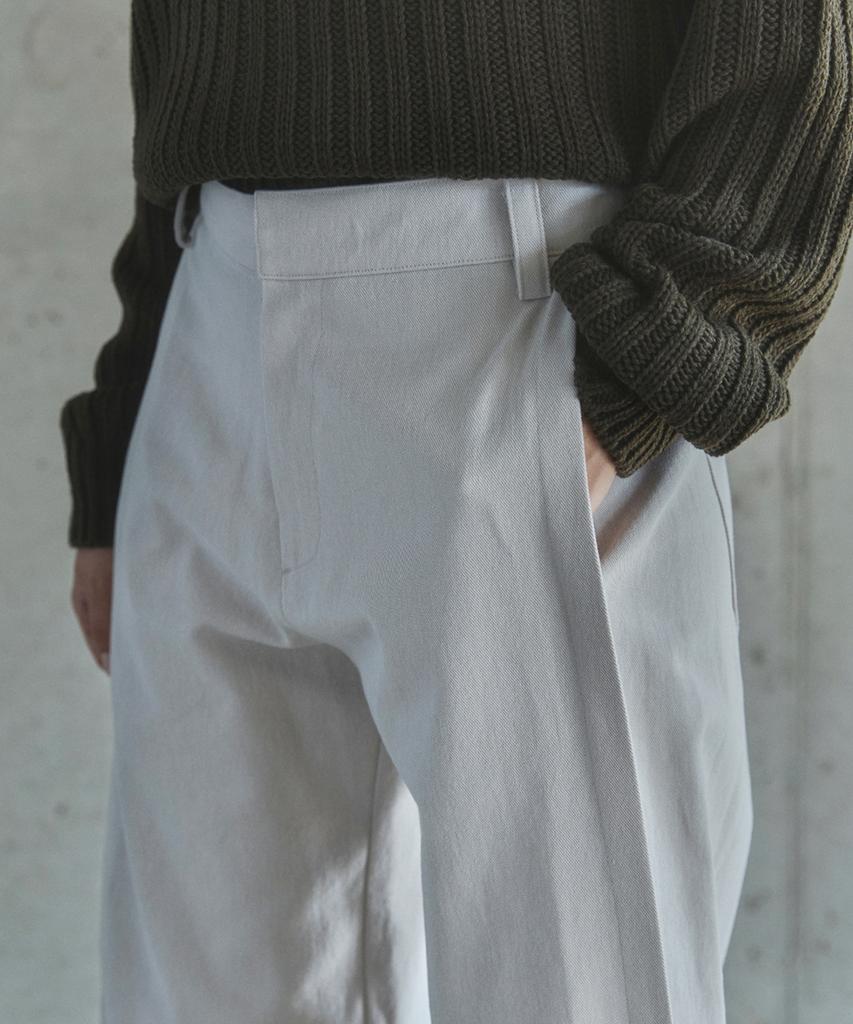IHR Side Tuck Cotton Pants / Light Gray