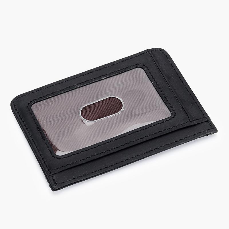 

Leather Card Bag Ultra-thin RFID ID Card Bag Retro Frosted Cowhide Multi-card Driver s License Business Card Bag чёрный