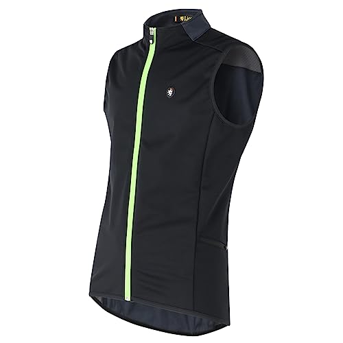 Lion De Capelmuur Cycling Vest, Autumn/Winter Windproof Vest, Windproof, Water-Resistant, Breathable, Micro-Fleece-Lined, Black, Size XS