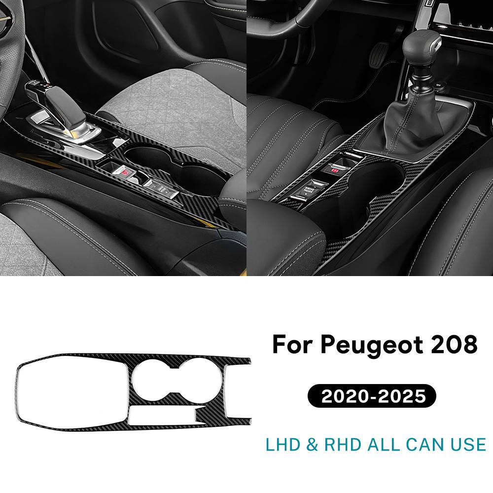 

Real Soft Carbon Fiber Sticker For Peugeot 208 e-208 2020 2025 2025 2025 2025 2025 LHD RHD Car Manual Automatic Gear Shift Panel For Manual Car