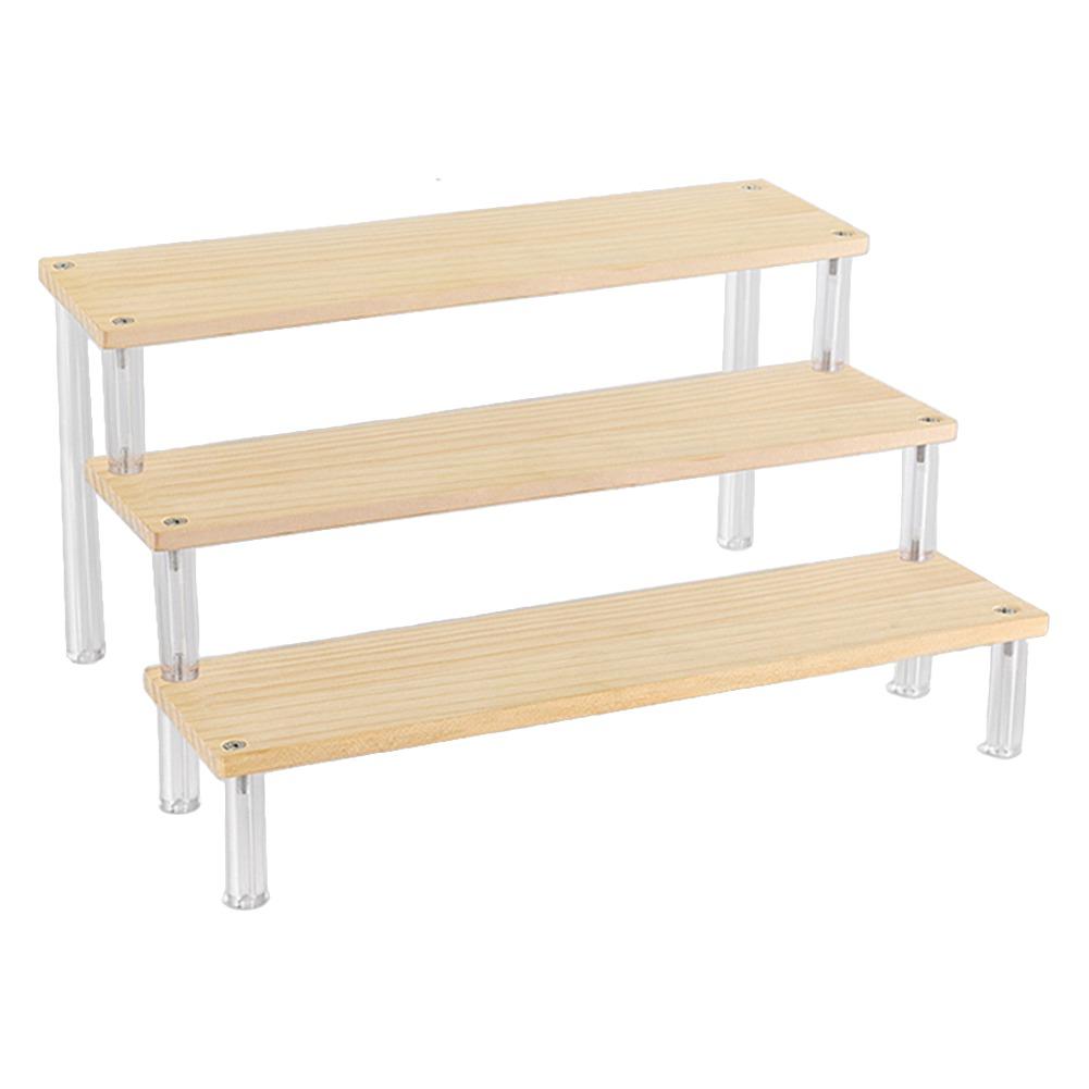 Acrylic Display Rack Wooden Ladder Rack Cosmetics Storage