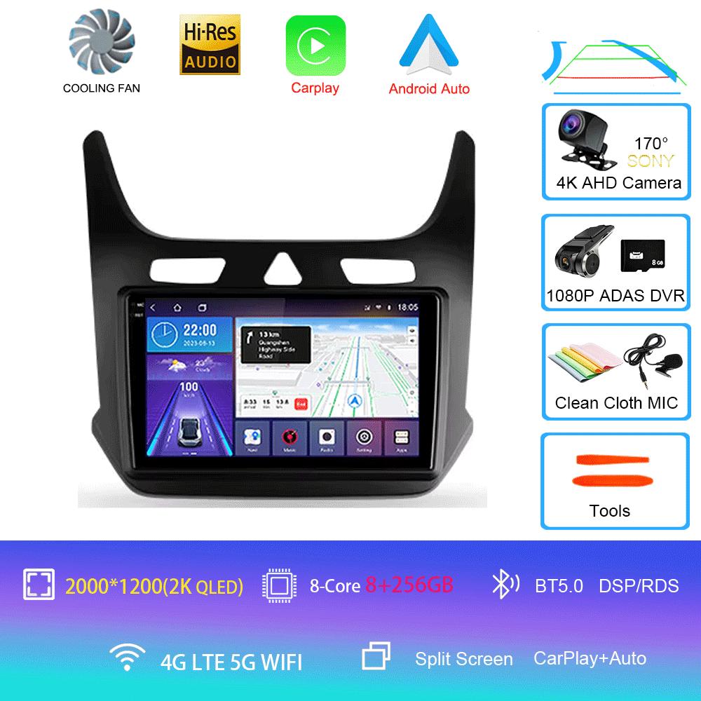 Car Radio Android 14 Carplay for Chevrolet Cobalt 2 2011-2018 Multimedia Video Player WIFI+4G GPS 2Din DVD Head Unit Stereo QLED