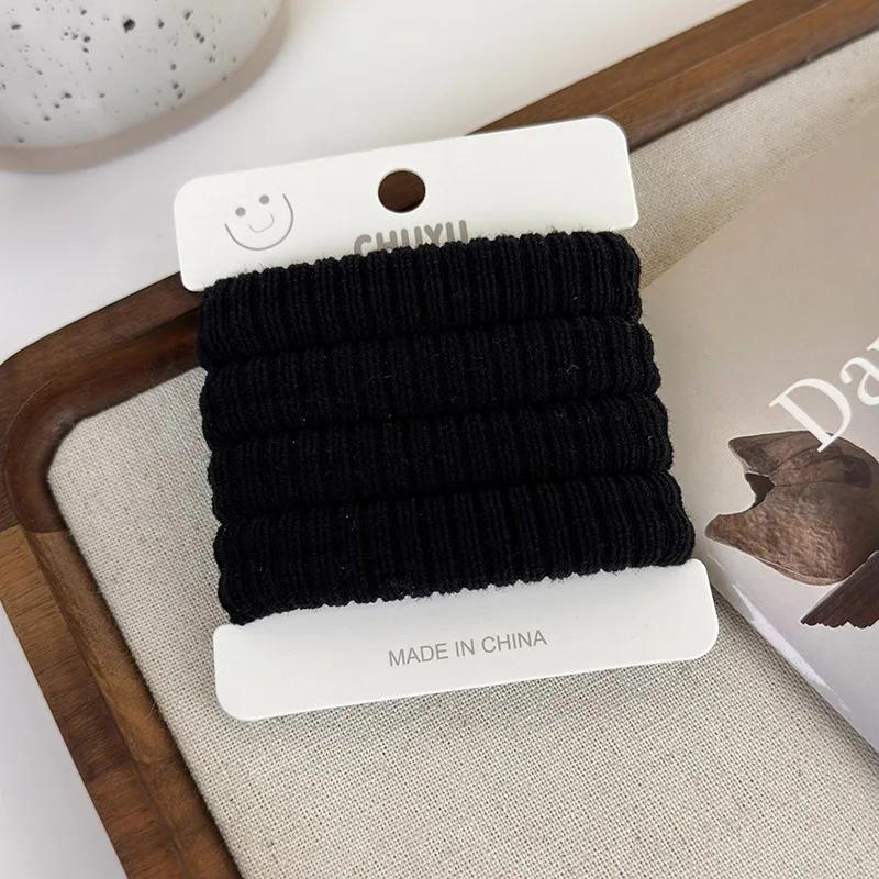 

4 шт./набор Разноцветная Широкополая Высокоэластичная Повязка на Голову Женская Детская Мягкая Не Повреждает Волосы Резинка для Волос Хвост Резинки для Волос Скранчи