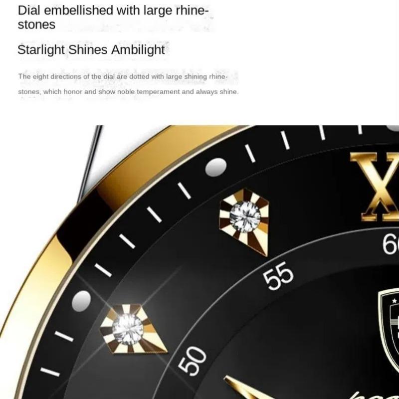 2025 Ceasuri bărbătești noi, impermeabil, calendar luminos, oțel inoxidabil, cuarț, ceas de mână cu diamant, la modă