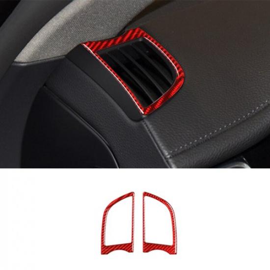 2x Red Carbon Fiber Car Front Side AC Air Vent Cover For Porsche Panamera 10-16