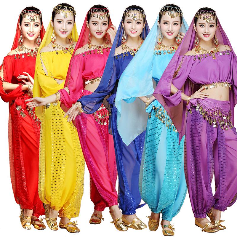 Indian Ethnic Belly Dance Set - Long Sleeve Autumn/Winter Pants for Stage Performance