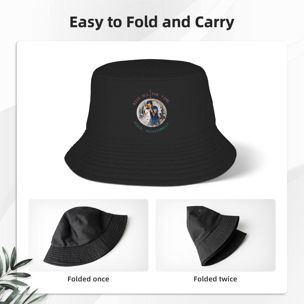 Woman Bucket Hat Harrys Styles Kiss All The Time Disco Singer Spring Headwear Uv Protection Outdoor Sports Fishing Hat  Panamka