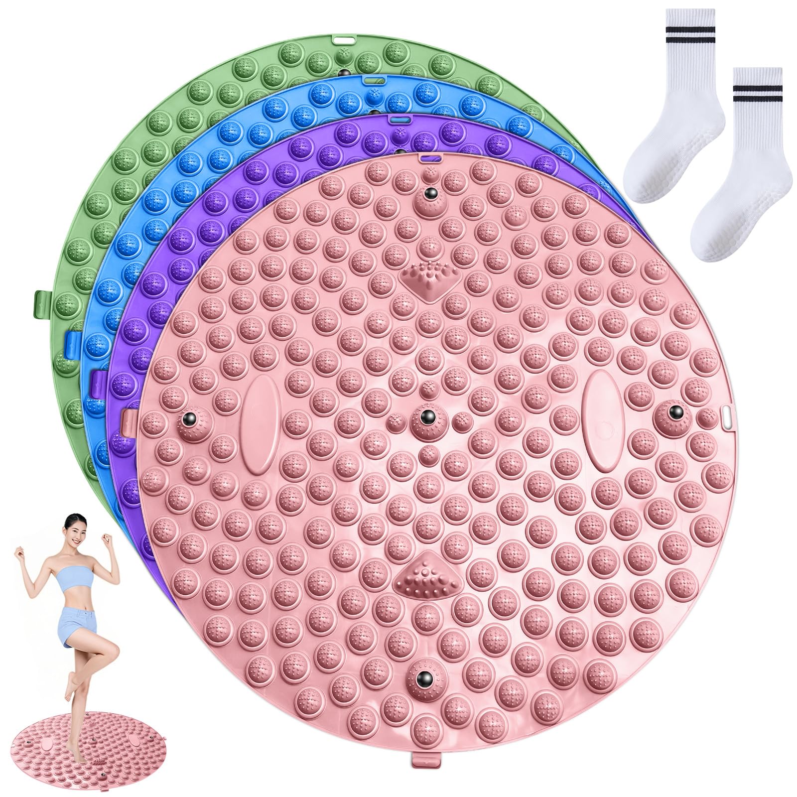 

MORISHOP Foot Reflexology Acupressure Foot Massage Yoga Ergonomic Acupressure Foot for Home Includes Yoga Socks Mat, Board, Pad, 37/48/55cm, Socks, розовый