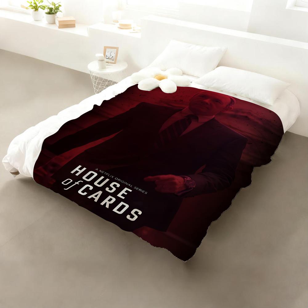 

TV House of Cards Throw Flannel Throw Blanket: Soft Kid-Friendly Warm Anti-Static All Season Washable Couch Bed Home 75x90cm
