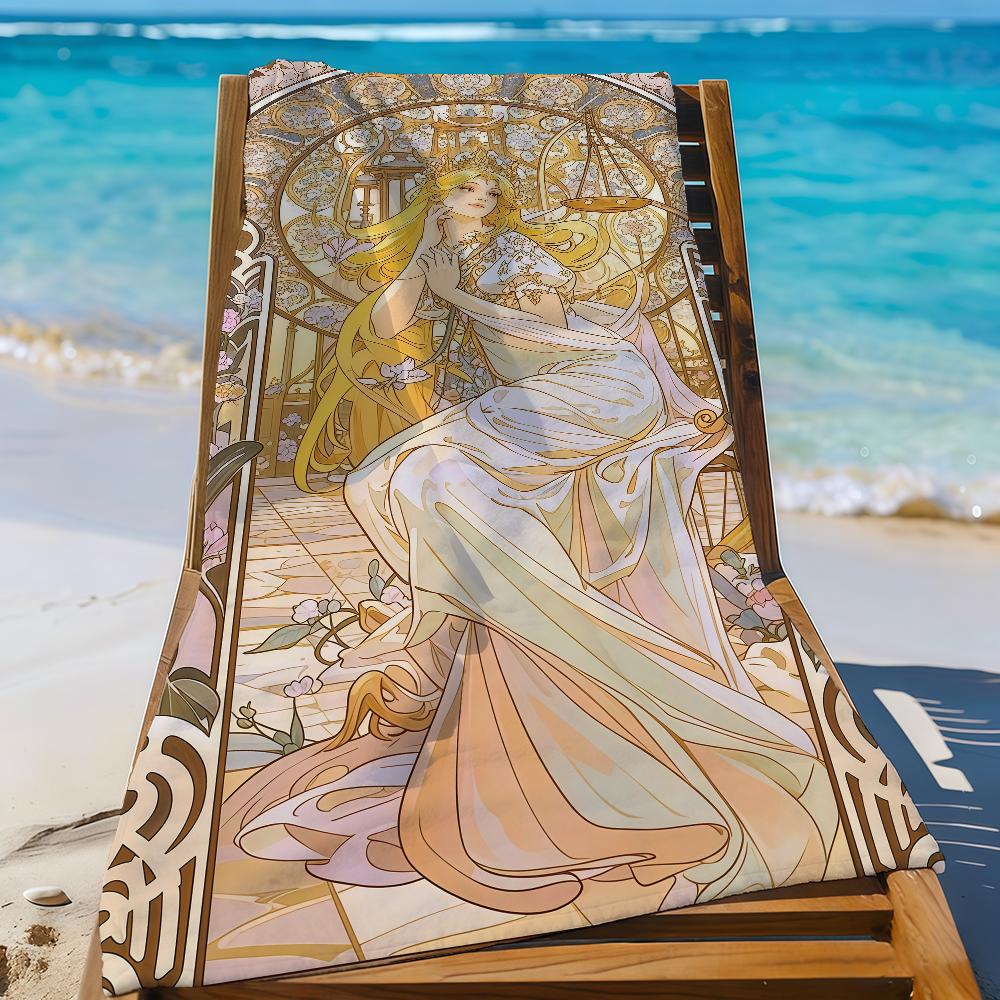 Kunst Alphonse Mucha Ästhetisches Handtuch Sport Schnelltrocknend Reise Campingausrüstung Sandfest Weich Leicht Großes Strandtuch