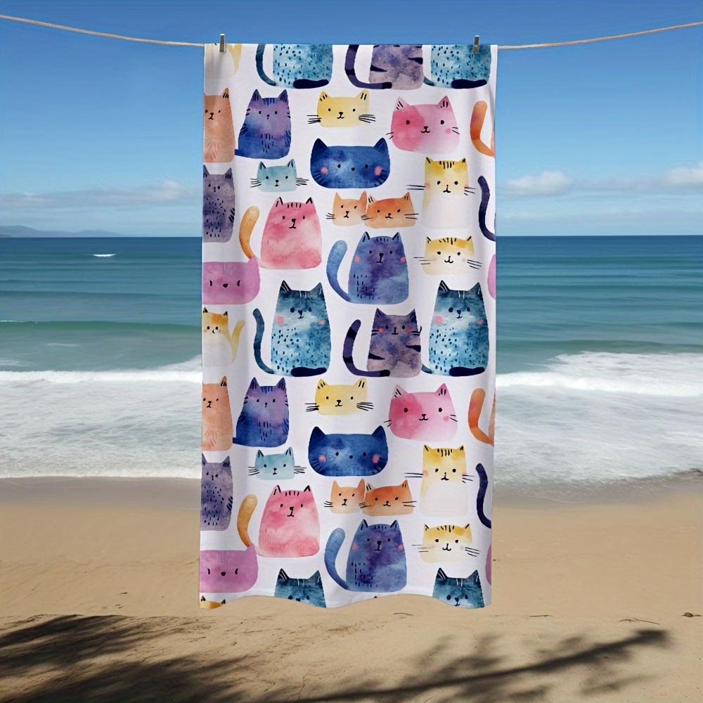 Lovely Various Cats Cartoon Pattern Towel, Super Comfort Perfect for Cats Lovers Gift W30*H60(CM)