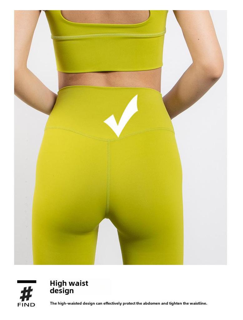 Women's Yoga Set: Spaghetti Strap Sports Bra with Fixed Pads & High Waist Fitness Pants