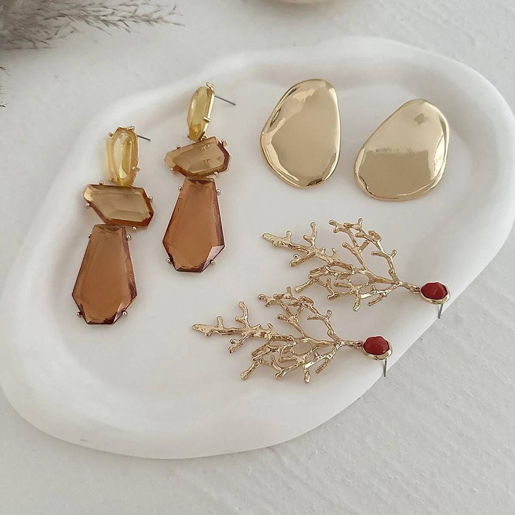 SHIXIN 3 Styles New Fashion Irregular Acrylic Pendant Earrings for Women Vintage Geometric Coral Drop Earrings Party Jewelry