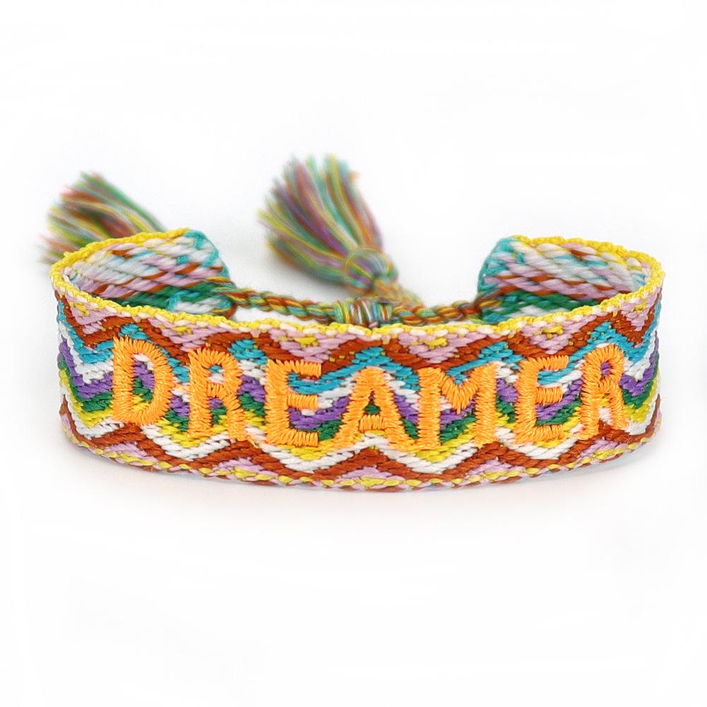 European & American Cross-border Embroidery Bracelet | Handmade Tassel & Letter Logo