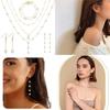 Lightweight French Pearl Necklace And Earring Set With Geometric Design For Elegant Women
