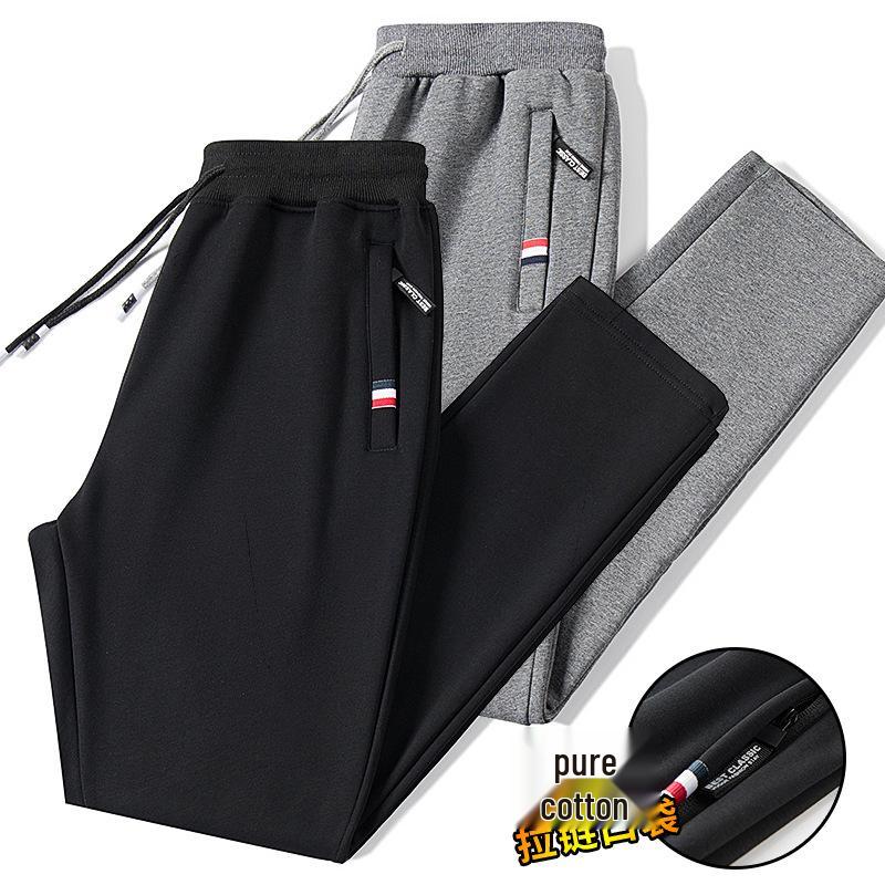 Men's Plus Size Fleece-Lined Winter Sports Sweatpants with Zip Pockets